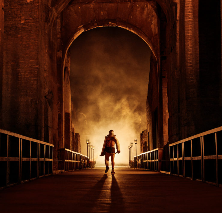 entrée d'un gladiateur dans le Colisée de Rome